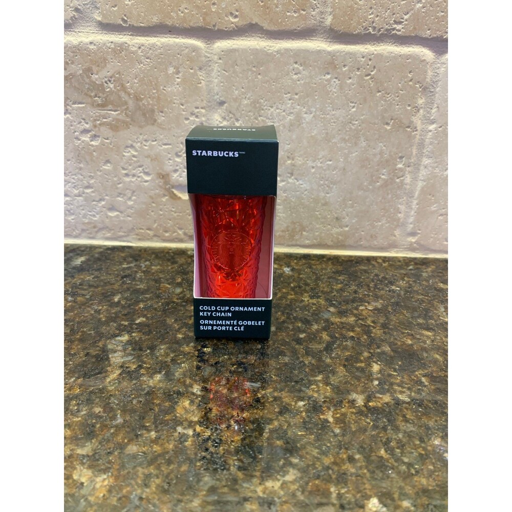 Starbucks Red Cold Cup Ornament Key Chain NWT
